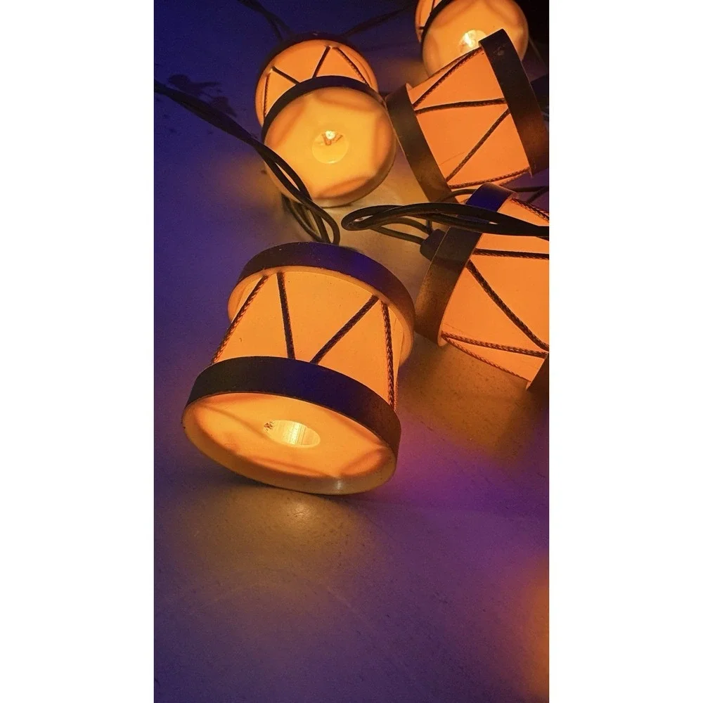 2 Sets-VTG Drum String Lights 20 Lantern Christmas Patio Tiki Luau Mid Century